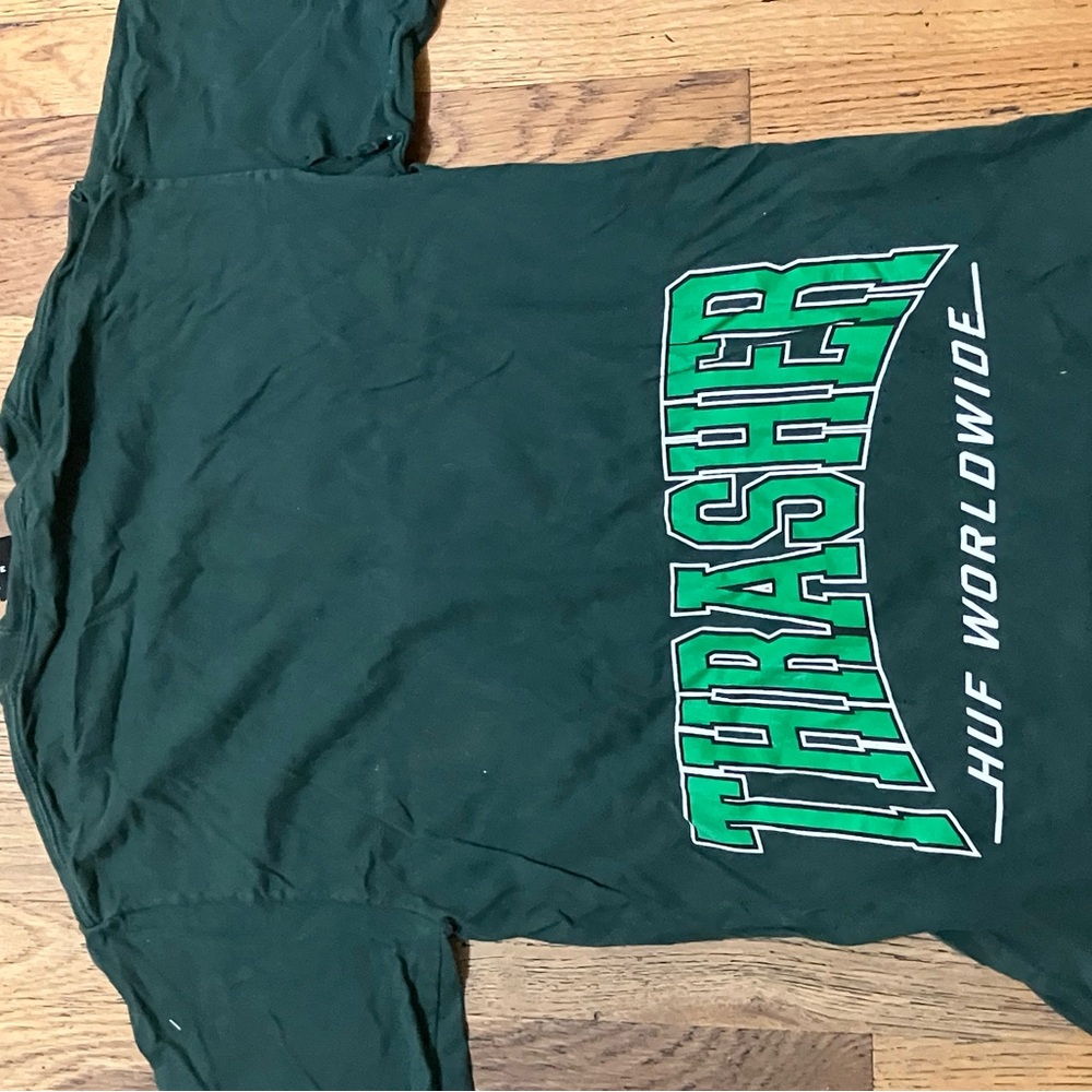 HUF x thrasher Dark Green T-Shirt